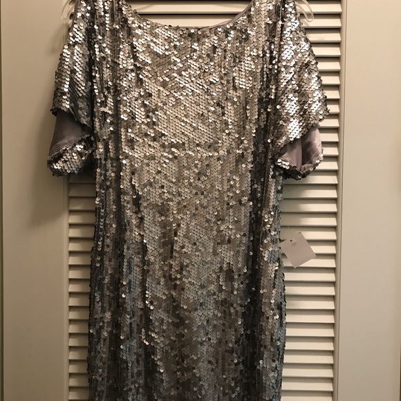Silver Sequined Mini Dress by Jodi Kristopher - Picture 3 of 3